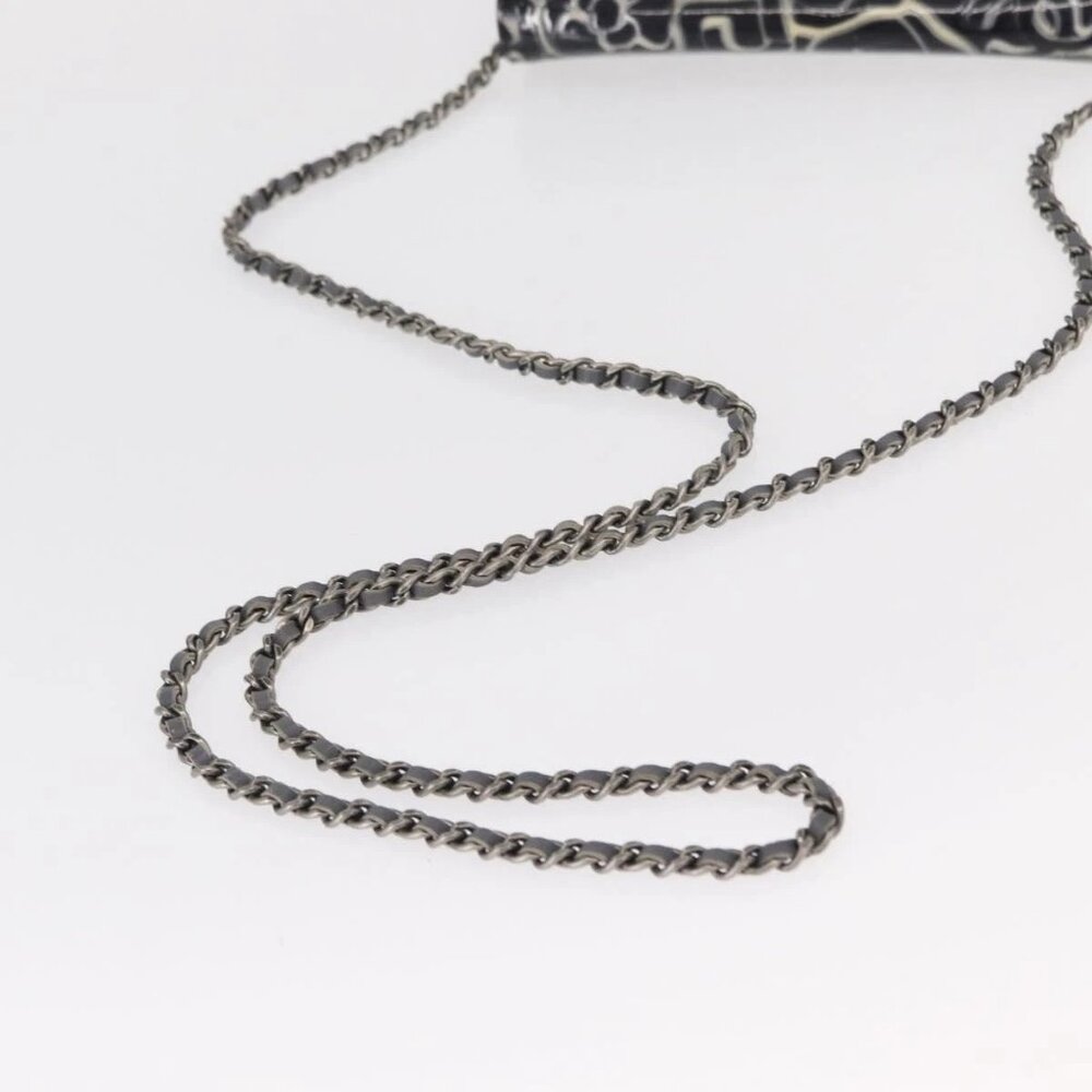 CHANEL Camellia COCO Mark Chain Wallet Patent leather Gray Silver CC Auth 159748 - Picture 7 of 16